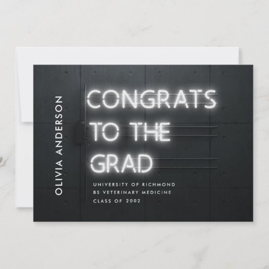 Abschluss Neonweiß hell moderne Glückwünsche (Vorderseite)