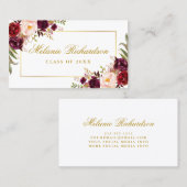 Abschluss Networking Burgundy Floral Gold Visitenkarte (Vorne/Hinten)