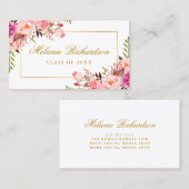 Abschluss Networking Pink Floral Gold Visitenkarte (Vorne/Hinten)