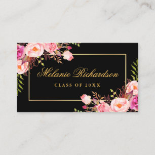 Abschluss-Netzwerken Gold Rosa Floral Visitenkarte