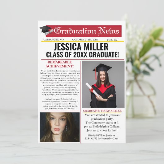 Abschluss Newspaper Uni Einmalige Ankündigung (Stehend Vorderseite)