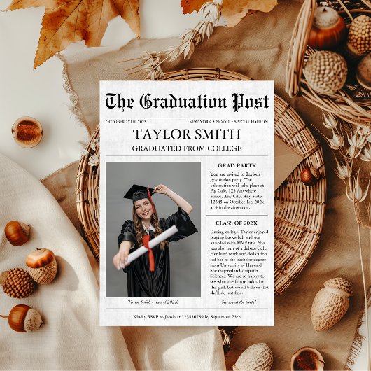 Abschluss Newspaper Uni Einzigartig Einladung