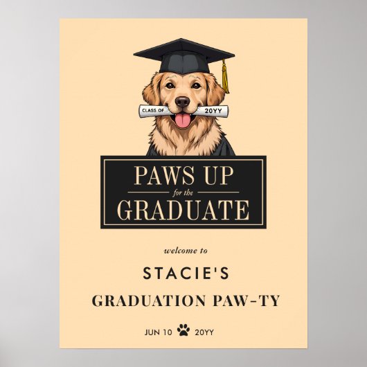 Abschluss Niedlich Golden Retriever Hund Begrüßung Poster (Vorne)