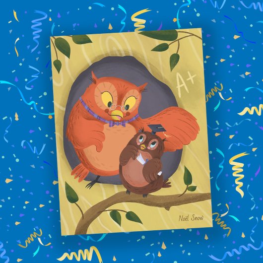 Abschluss Niedlich Owl Black Hat Blank Postkarte