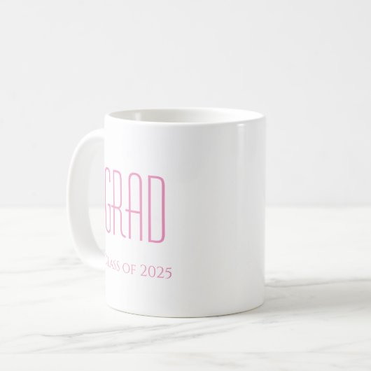 Abschluss Niedlich Pink Typografy Class of 2025 Kaffeetasse (Vorderseite Links)