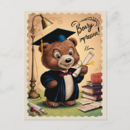 Abschluss Niedlicher Vintager Bär Postkarte