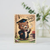 Abschluss Niedlicher Vintager Bär Postkarte (Stehend Vorderseite)