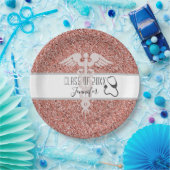 Abschluss Nurse Medical Caduceus Pink Glitzer Pappteller (Party)