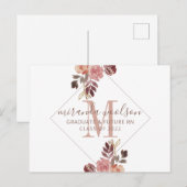 Abschluss Nurse Monogram Floral Announcement Pools Ankündigungspostkarte (Vorne/Hinten)