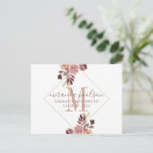 Abschluss Nurse Monogram Floral Announcement Pools Ankündigungspostkarte (Stehend Vorderseite)