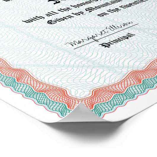 Abschluss oder Diplom der 5. oder 8. Klasse der We Poster (Ecke)