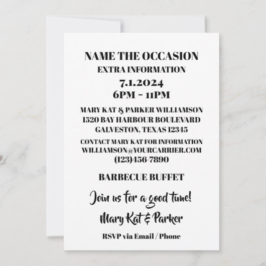 Abschluss oder JEDE Party Einladung (Rückseite)