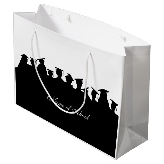 Abschluss oder Wiedersehen Anpassen von Geschenkta Große Geschenktüte (Rückseite Schrägansicht)