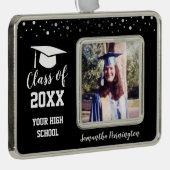 Abschluss One Foto Confetti Rahmen-Ornament Silber (Rechts)