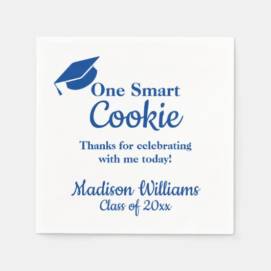 Abschluss One Smart Cookie Party Blue Grand Paper Serviette (Vorderseite)