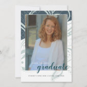 Abschluss Open House Aquamarin Grau Design Einladung (Vorderseite)