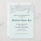 Abschluss Open House Aquamarin Grau Design Einladung (Rückseite)