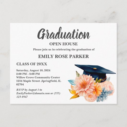 Abschluss Open House Einladung Postkarte (Vorderseite)