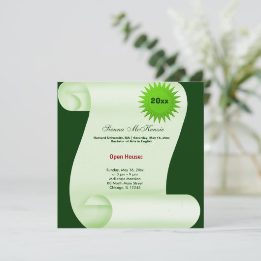 Abschluss Open House (grün) Ankündigung (Stehend Vorderseite)