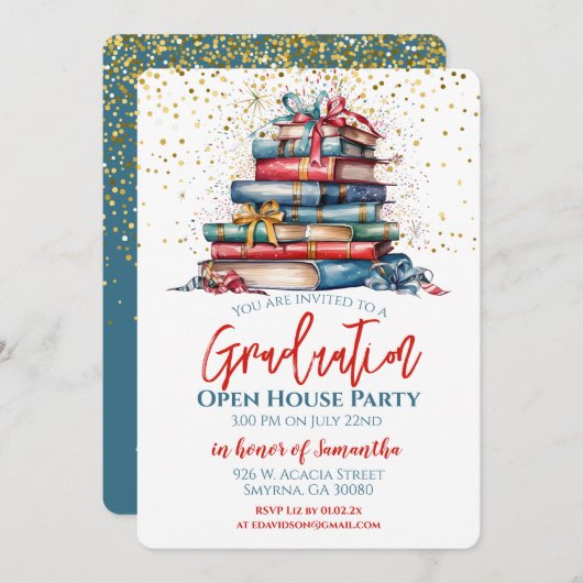 Abschluss Open House Party Einladung (Vorne/Hinten)