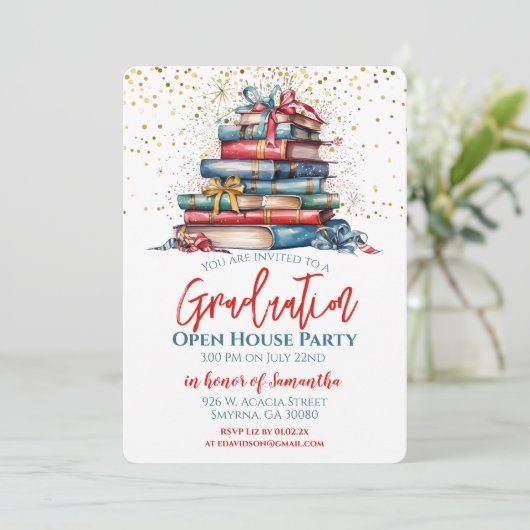 Abschluss Open House Party Einladung (Stehend Vorderseite)