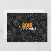 Abschluss Open House Retro Wirbel Orange Einladung (Rückseite)