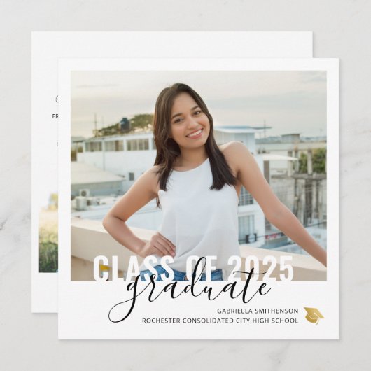 Abschluss Open House Square Einladungskarte (Vorne/Hinten)