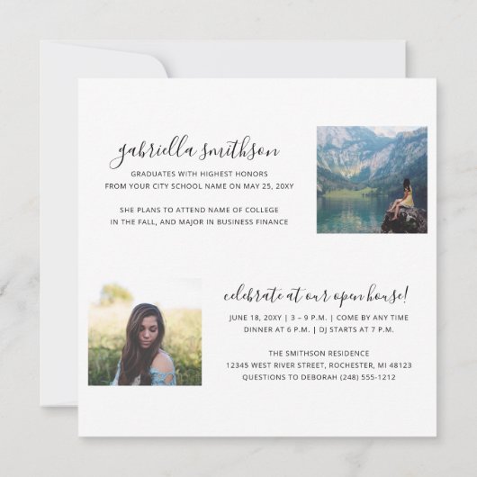 Abschluss Open House Square Einladungskarte (Rückseite)