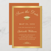 Abschluss Orange Gold Frame Save the Date Ankündigung (Vorne/Hinten)