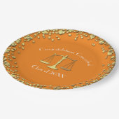 Abschluss Orange Gold Pappteller (Schrägansicht)