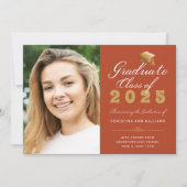 Abschluss Orange Gold Script Class of 2025 Ankündigung (Vorderseite)