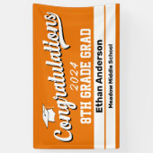 Abschluss Orange und White Banner der achten Klass (Vertikal)