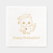 Abschluss-Owl in einem Hut mit Scroll Servietten Mit Folie (Vorderseite)