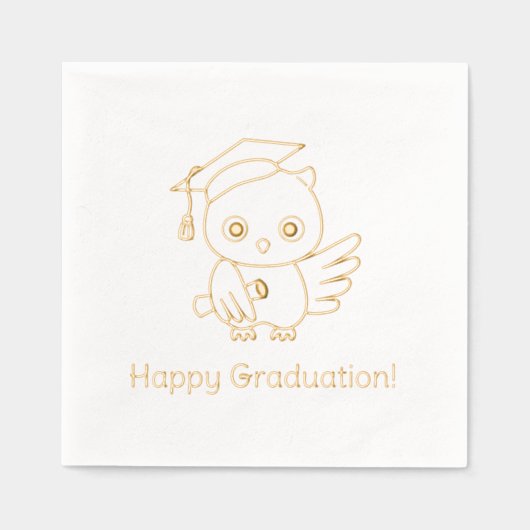 Abschluss-Owl in einem Hut mit Scroll Servietten Mit Folie (Vorderseite)