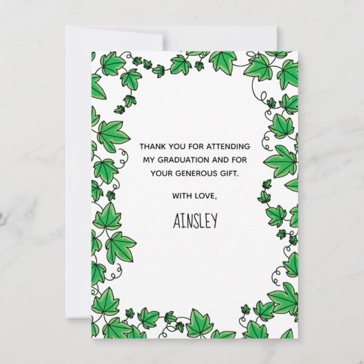 Abschluss Owl mit Ivy Dankeskarte (Rückseite)