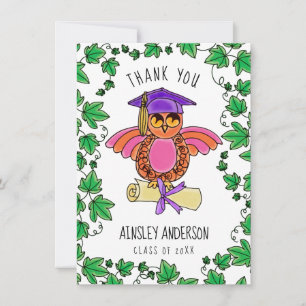 Abschluss Owl mit Ivy Dankeskarte