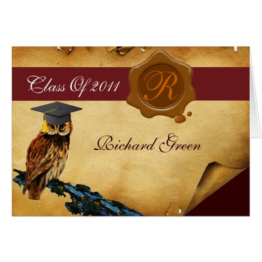 ABSCHLUSS OWL PARCHMENT BROWN WAX SIEGEL MONOGRAM (Vorderseite (Horizontal))