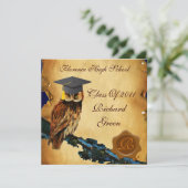 ABSCHLUSS OWL PARCHMENT BROWN WAX SIEGEL MONOGRAM EINLADUNG (Stehend Vorderseite)