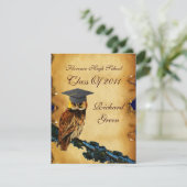 ABSCHLUSS OWL PARCHMENT BROWN WAX SIEGEL MONOGRAM EINLADUNG (Stehend Vorderseite)