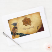 ABSCHLUSS OWL PARCHMENT BROWN WAX SIEGEL MONOGRAM RECHTECKIGER AUFKLEBER (Umschlag)