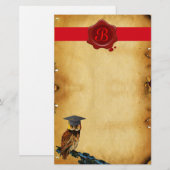 ABSCHLUSS OWL PARCHMENT RED WAX SIEGEL MONOGRAM BRIEFPAPIER (Vorne/Hinten)