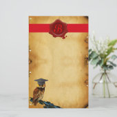 ABSCHLUSS OWL PARCHMENT RED WAX SIEGEL MONOGRAM BRIEFPAPIER (Stehend Vorderseite)