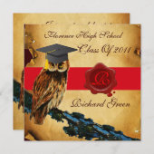 ABSCHLUSS OWL PARCHMENT RED WAX SIEGEL MONOGRAM EINLADUNG (Vorne/Hinten)