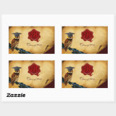 ABSCHLUSS OWL PARCHMENT UND ROTES WAX SIEGEL MONOG RECHTECKIGER AUFKLEBER (Blatt)