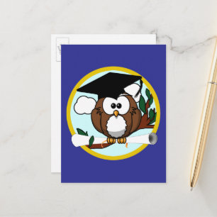 Abschluss Owl School Colors Blue Ankündigungspostkarte