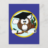 Abschluss Owl School Colors Blue Ankündigungspostkarte (Vorderseite)