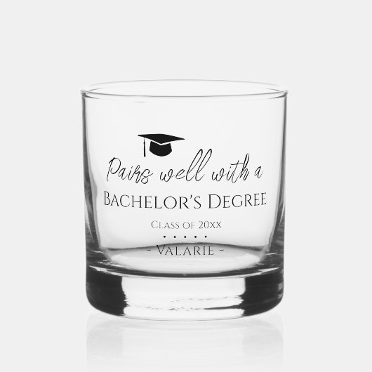 Abschluss paart sich gut Bachelor-Whiskey-Glas Whiskyglas (Vorderseite)