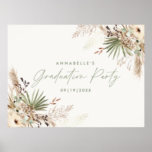 Abschluss Pampas botanisch modern elegant Poster (Vorne)