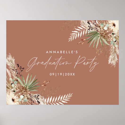 Abschluss pampas botanische Terrakotta chisch Poster (Vorne)