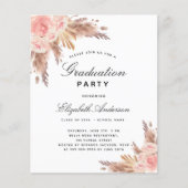 Abschluss Pampas Gras Rose Einladung Flyer (Vorne)